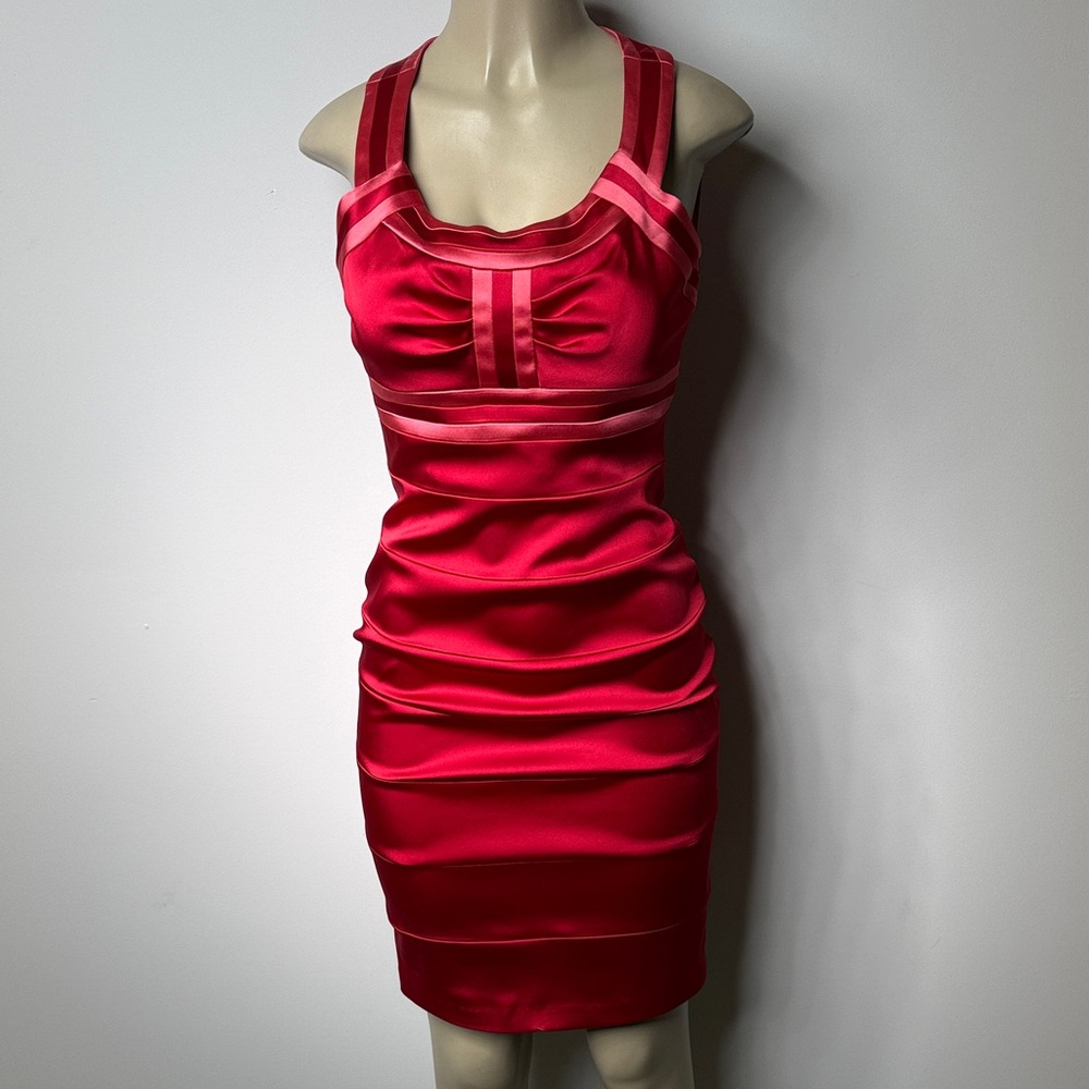 Jax Red Satin Bodycon Mini Dress with Strappy Detail